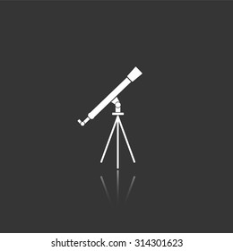 telescope vector icon with mirror reflection