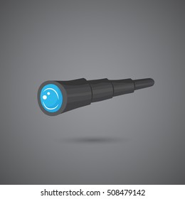 Telescope vector icon on dark background.