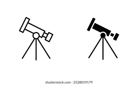 Icono del Vector del telescopio fijado en color blanco y negro.