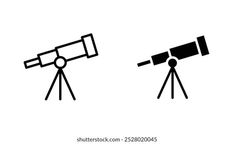 Icono del Vector del telescopio fijado en color blanco y negro.