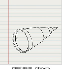 Teleskop, Vektorgrafik in handgezeichnet, einzeln auf Papierhintergrund.