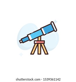 Telescope vector illustration. Outline filled Travel & Tourism icons.