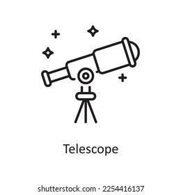 Telescope Vector Outline Icon Design Illustration. Raumsymbol auf weißem Hintergrund EPS10-Datei