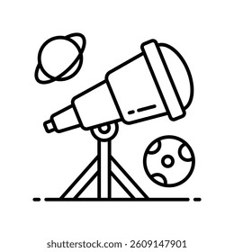 Telescope vector outline icon. EPS 10 file