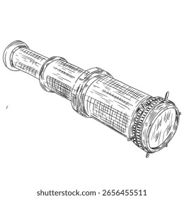 telescope vector sketch line art hand drawn illustration
