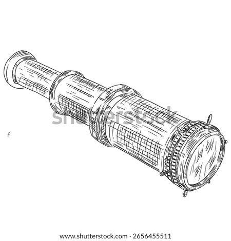 telescope vector sketch line art hand drawn illustration