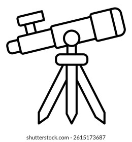 Telescope with viewfinder thin line icon, space and optical equipment concept. Vector graphics. Tripod telescope sign on white background, style mobile or design