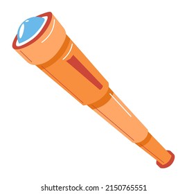 Telescope watching tube with magnifying glass and zooming lens. Isolated object used for observation and navigation, marine equipment for sailors. Journey and voyage exploration. Vector in flat style