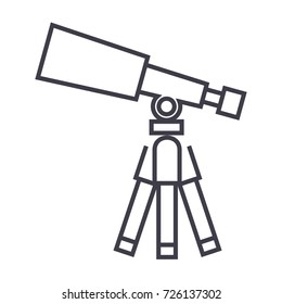telescope,scope vector line icon, sign, illustration on background, editable strokes