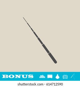 Telescopic Baton icon flat. Grey pictogram on light background. Vector illustration symbol and bonus button real estate, ottoman, vase, tv, fishing rod