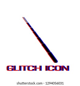 Telescopic Baton icon flat. Simple pictogram - Glitch effect. Vector illustration symbol