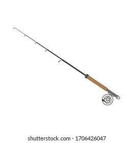 telescopic fishing rod. illustration for web and mobile design.