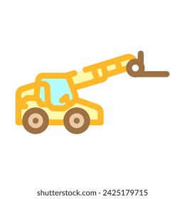 manipulador telescópico construcción vehículo color icono vector. manipulador telescópico construcción vehículo signo. símbolo aislado ilustración