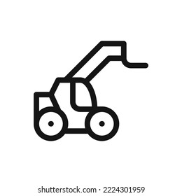 Telescopic handler isolated icon, telehandler linear icon, telescopic loader outline vector symbol with editable stroke