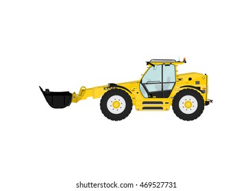 Telescopic handler on a white background. Flat vector