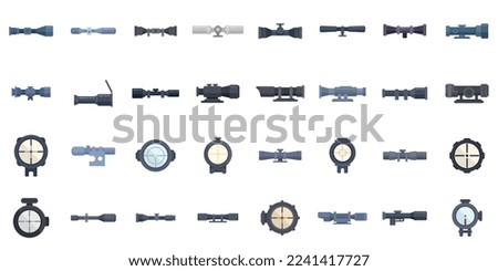 Telescopic sight icons set flat vector. Sniper scope. Target crodd isolated