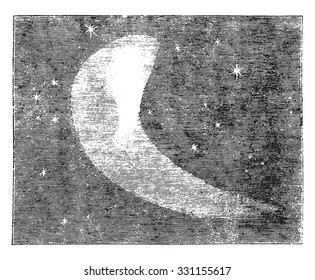 Telescopic view of Encke's comet, as it appeared on Nov. 7, 1823, vintage engraved illustration.
