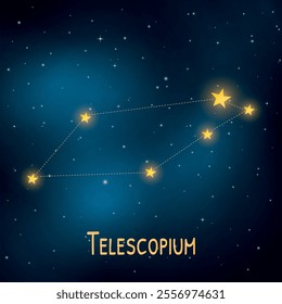 Telescopium constellation on night sky background.