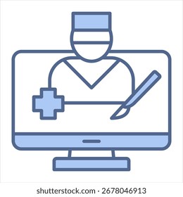 Telesurgery Blue Icon Vector Illustration