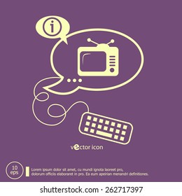 Televise and keyboard design elements. Line icons for application development, web page coding and programming, creative process