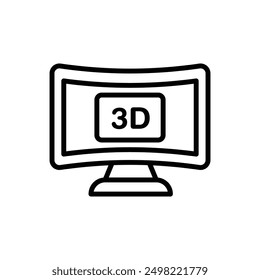Television 3d Curve Outline Icon Vector Illustration