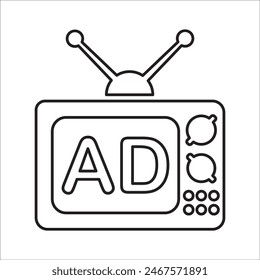 Television Ads Icon Line Vector graphics