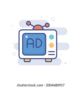 Vektorsymbol von Television Ads. EPS10-Symbol für Marketing und Werbung