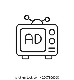 Fernsehwerbung Vektorgrafik-Symbol-Stil-Illustration. EPS10-Datei für Marketing und Werbung