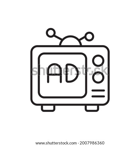 Television Ads vector outline icon style illustration. Marketing and advertising symbol EPS 10 file