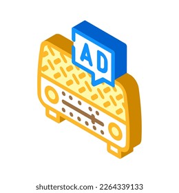 television advertising isometric icon vector. television advertising sign. isolated symbol illustration