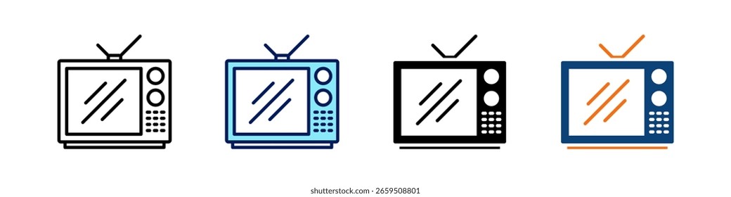 Television All In One Icon Multi Styles Vector Set