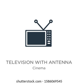 Television with antenna icon vector. Trendy flat television with antenna icon from cinema collection isolated on white background. Vector illustration can be used for web and mobile graphic design, 