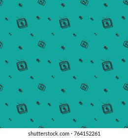 Television With Antenna Seamless Retro Electronics Pattern