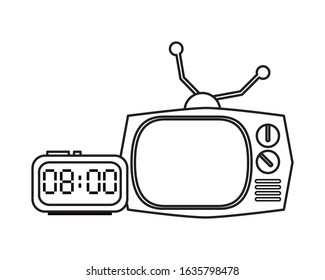 television appliance with digital watch vector illustration design