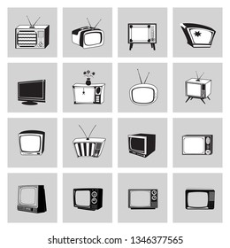 Television appliance, icon black - Vector 