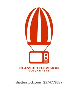 Television with Balloon air logo design vector. TV or Television channel logo design template