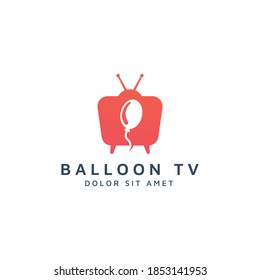 television and balloon negative space logo design