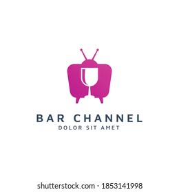television and bar negative space logo design
