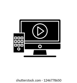 Television black icon, vector sign on isolated background. Television concept symbol, illustration 