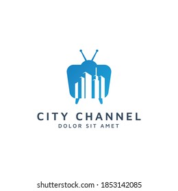 television and building negative space logo design