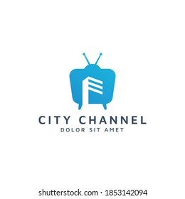 television and building negative space logo design