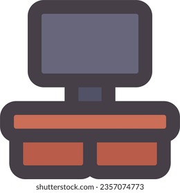 Televisión Con Icono De Vector De Gabinete