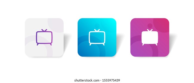 Television cable round icon in outline and solid style with colorful smooth gradient background, suitable for mobile and web UI, app button,  infographic, etc
