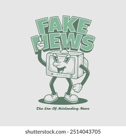 Television cartoon character logo in retro vintage style