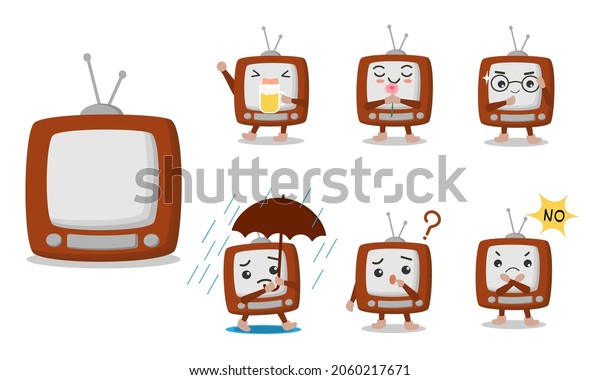 Television Cartoon Characters Various Posing Emotional Stock Vector ...