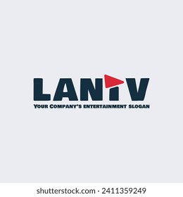 Television channel logo with a play button combined with letters.