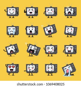 Television character emoji set. Vector illustration