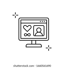 Chat televisivo, icono de adicciones. Línea simple, contorno vectoriales elementos adictivos humanos para ui y ux, sitio web o aplicación móvil
