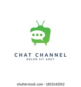 television and chat negative space logo design