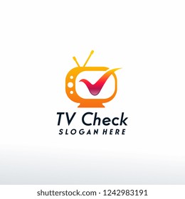 Television Check logo designs concept vector, Logo symbol icon
